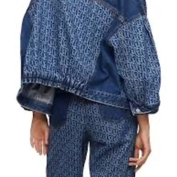 Monogram-Pattern Blue Denim Jacket From Mango - Picture 2 of 7